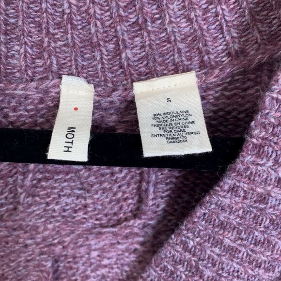 Moth Anthropologie Wool Blend Asymmetric Cardigan Purple Size Small Cozy Boho - Picture 8 of 10